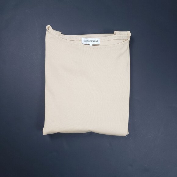 WeWoreWhat Boat Neck Midi Dress Beige Women’s Large Cotton Rib Knit Minimalist - Picture 16 of 16